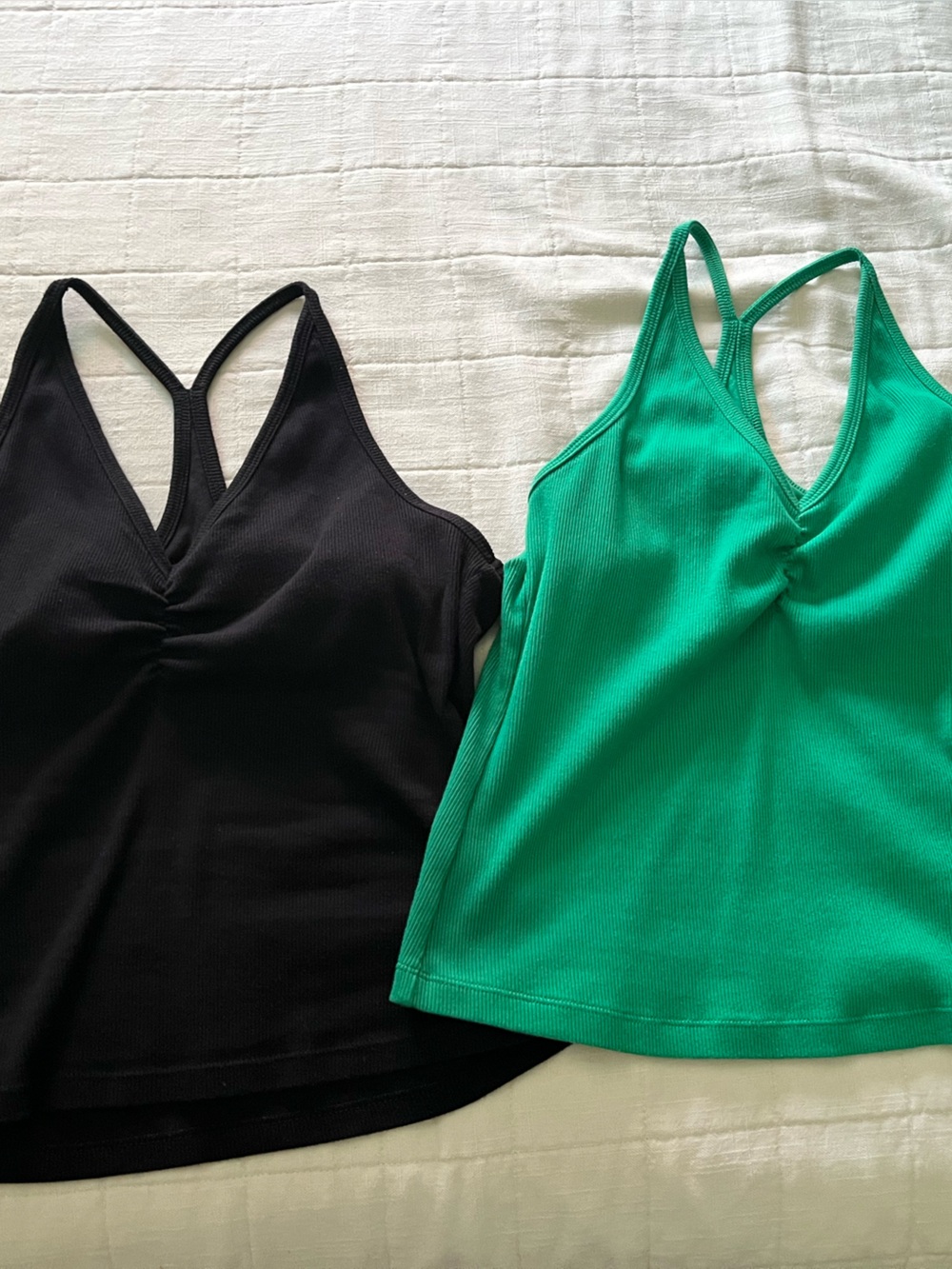 Old Navy Racerback Tank Tops with built in bra- Black & Green